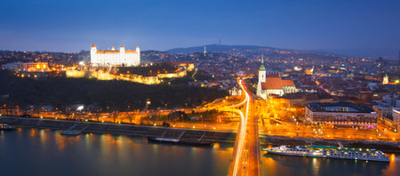 River Danube in the center of Bratislava, Slovakia.のeditorial素材