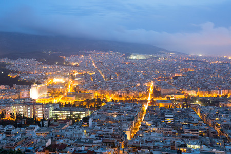 View of Athens from Lycabettus Hill, Greece.の写真素材