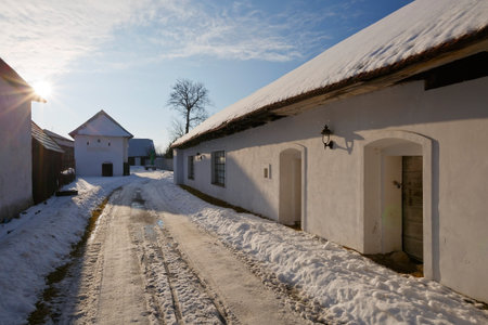 Traditional architecture in a Slovak village.の写真素材