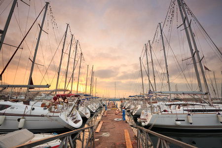 Yachts in Alimos marina in Athens, Greeceのeditorial素材