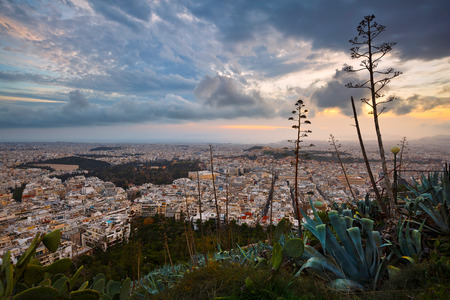 City of Athens as seen from Lycabettus Hill, Greece.の写真素材