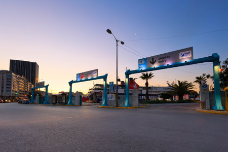 Gates in passenger port of Piraeus, Athens, Greeceのeditorial素材