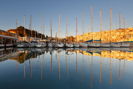 Yachts in Mikrolimano marina in Athens, Greeceのeditorial素材