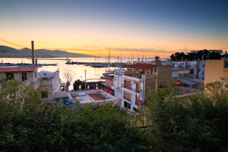 Morning in Mikrolimano marina in Athens, Greece.のeditorial素材