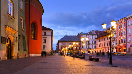 A  square in the old town of Krakow, Polandのeditorial素材