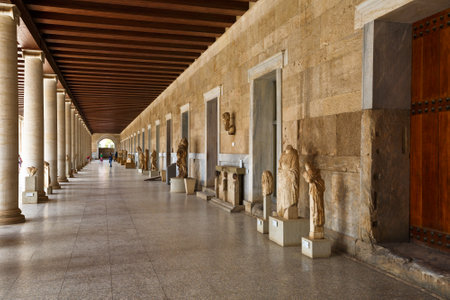 Stoa of Attalos in ancient Agora of Athens Greeceのeditorial素材