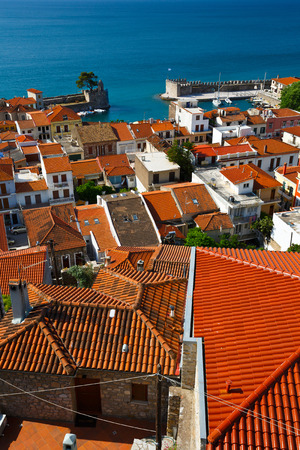 Nafpaktos village in the Gulf Of Corinth Greece.の写真素材