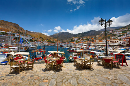 Harbour in the town of Hydraのeditorial素材