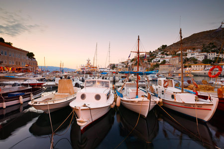 Fishing boats in the port of Hydra
