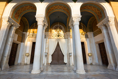 The main entrance to the Metropolitan Cathedral of Athensのeditorial素材