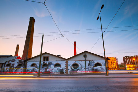 View of Technopolis, an industrial museum and a major cultural venue on the premises of former gasworks of the  city of Athens, Greece in the neighborhood of Gaziのeditorial素材