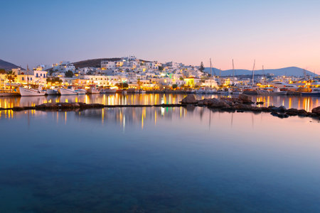 View of the port in Naousa village on Paros island, Greeceのeditorial素材