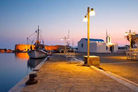 View of the port in Naousa village on Paros island, Greeceのeditorial素材