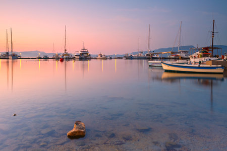 Milos bay of the Milos island as seen from Adamantas harbourのeditorial素材