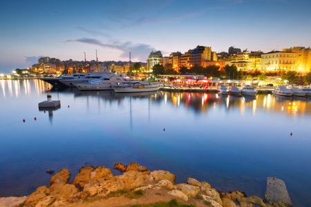 Evening view of Zea Marina in Athens, Greeceのeditorial素材