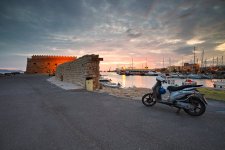 Venetian fortress in the old harbour of Heraklion in Crete, Greeceのeditorial素材