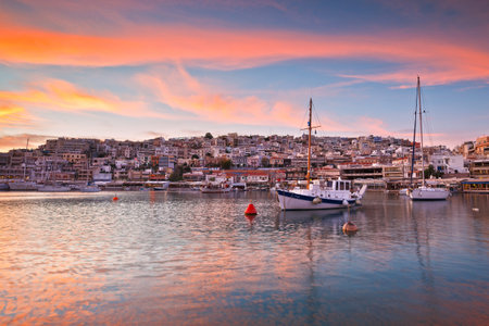 Boats anchored in Mikrolimano marina in Athens, Greeceのeditorial素材