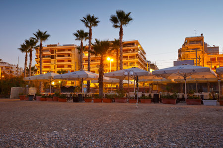 Bar on the beach in Palaio Faliro in Athens, Greeceのeditorial素材