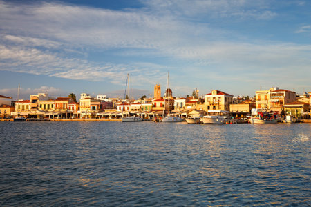 Fishing boats and sail boats in the port of Aegina, Greeceのeditorial素材