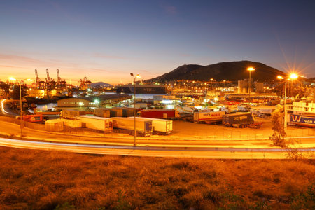 Industrial port and the central fish market in Piraeus, Athens