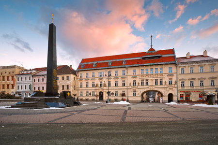 Main square in Banska Bystrica, central Slovakia.のeditorial素材