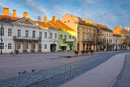 Historic architecture in the main square of Kosice city in eastern Slovakia.