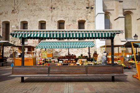 People in an Easter market in centre of Kosice city in eastern Slovakia.のeditorial素材