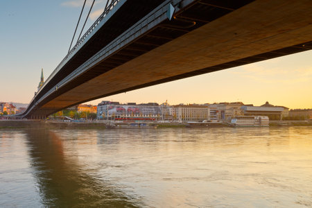 View of Bratislava city center over river Danube.のeditorial素材