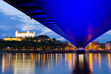 View of Bratislava city center over river Danube.の写真素材