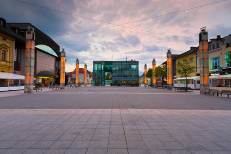 Theatre in the centre of Martin, Slovakia.のeditorial素材