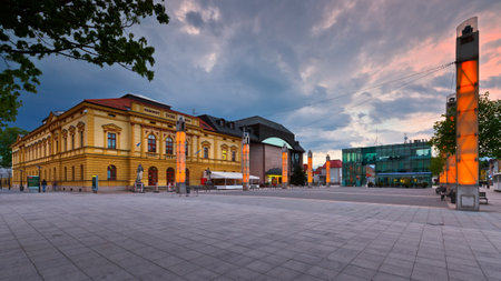 Theatre in the centre of Martin, Slovakia.のeditorial素材