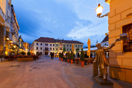 View of the main square in the old town of Bratislava, Slovakia.のeditorial素材