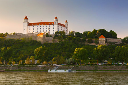 View of Bratislava castle over river Danube.のeditorial素材