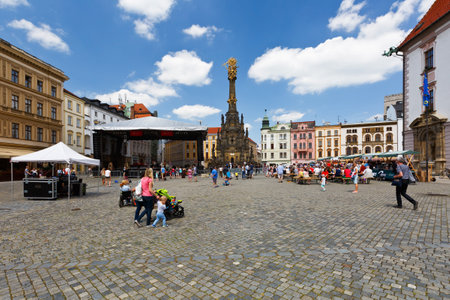 Olomouc, Czech Republic - June 04, 2016: Event in the main square in the old town of Olomouc, Czech Republic.のeditorial素材