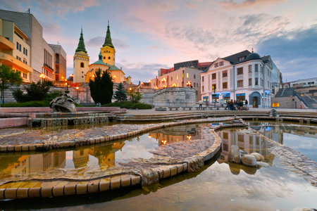Zilina, Slovakia - June 03, 2016: Main square in the city of Zilina in central Slovakia.のeditorial素材