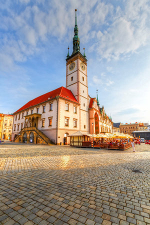 Town hall in the main square of the old town of Olomouc, Czech Republic. HDR image.のeditorial素材