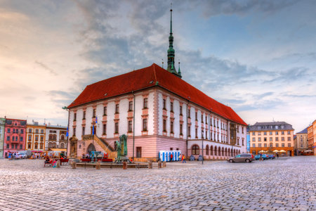Town hall in the main square of the old town of Olomouc, Czech Republic. HDR imageのeditorial素材