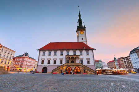 Town hall in the main square of the old town of Olomouc, Czech Republic.のeditorial素材