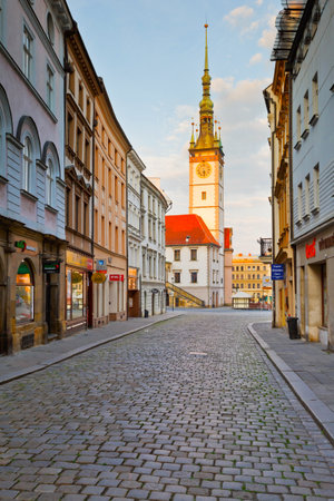 Town hall in the main square of the old town of Olomouc, Czech Republic.のeditorial素材