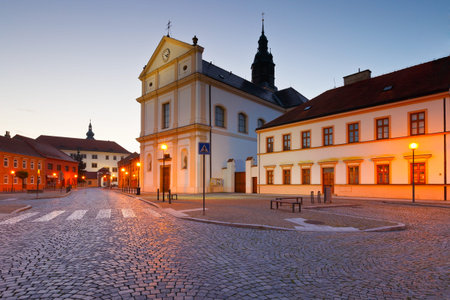 Palace and a church in Uhersky Ostroh, Moravia, Czech Republic.