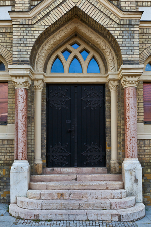 Entrance of the synagogue in the old town of Nitra.の写真素材