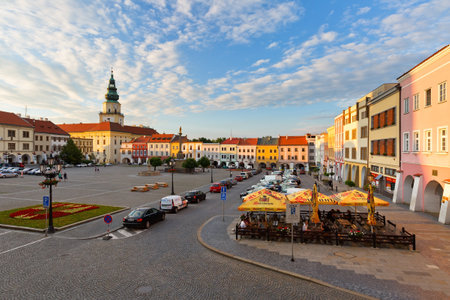 Bishop's Palace in the main square of Kromeriz city in Moravia, Czech Republic.のeditorial素材