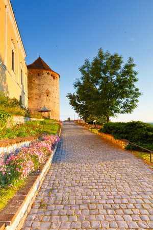 Buildings in the palace complex in the historic town of Mikulov in Moravia, Czech Republic.のeditorial素材