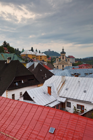 Rooftops of the old town of Banska Stiavnica, Slovakia.の写真素材