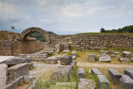 Arched way to the stadium in the archaeological site of Ancient Olympia.の写真素材