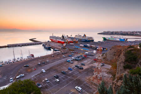 Ferries of different carriers in passenger port of Rafina.のeditorial素材
