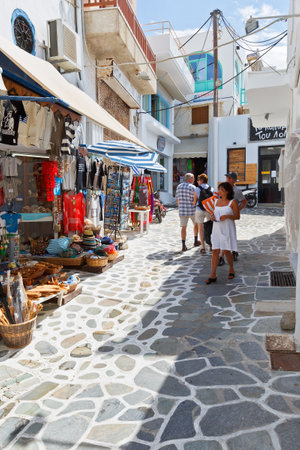 Shops in the old town of Naxos.のeditorial素材