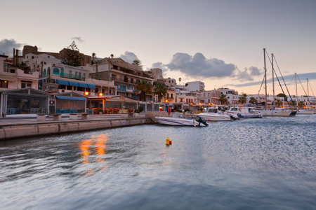 Seafront and the port of Naxos town.のeditorial素材