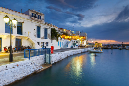 Batsi village on the coast of Andros island in Greece.のeditorial素材