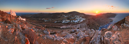 View of Folegandros village and surrounding landscape.の写真素材